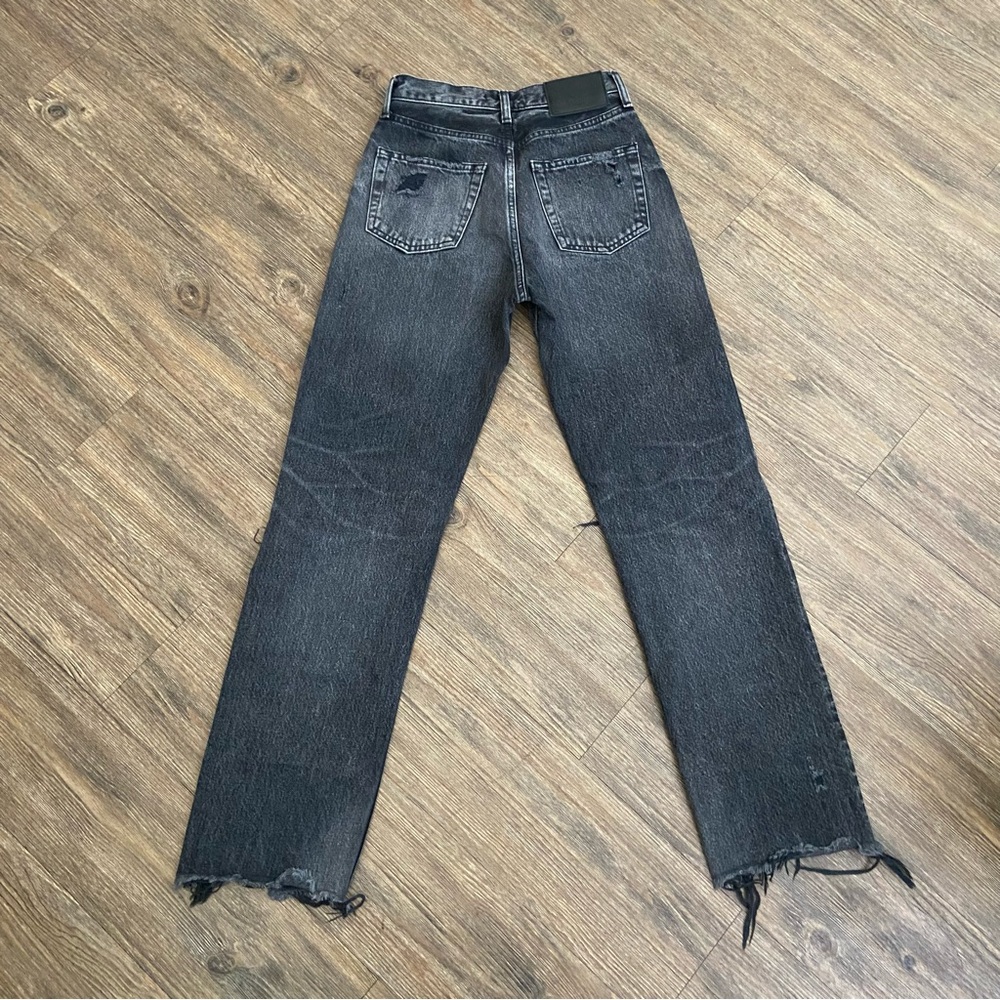 Moussy Vintage Black Odessa Wide Straight Leg‎ High Rise Distressed Jean - Picture 12 of 12